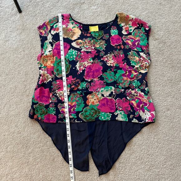 Anthropologie Maeve Silk Floral Multicolor Short Sleeve Blouse Size 6 Boho Work - Picture 6 of 6